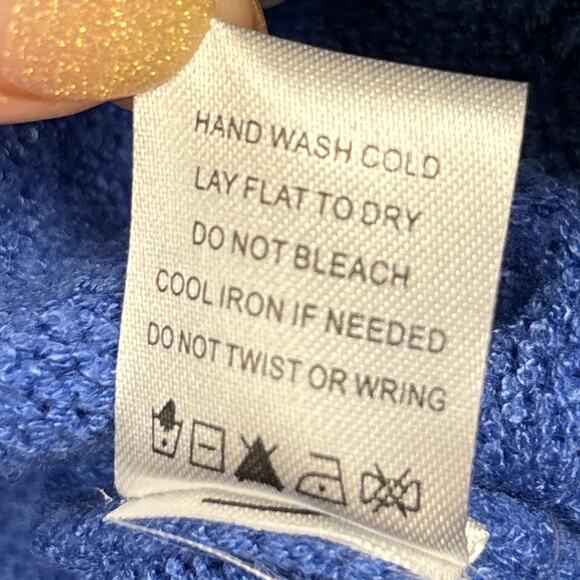 SUPERDOWN Womens Narelle Crop Sweater Size Large Blue Tie Dye Distressed Knit‎ - Picture 11 of 13